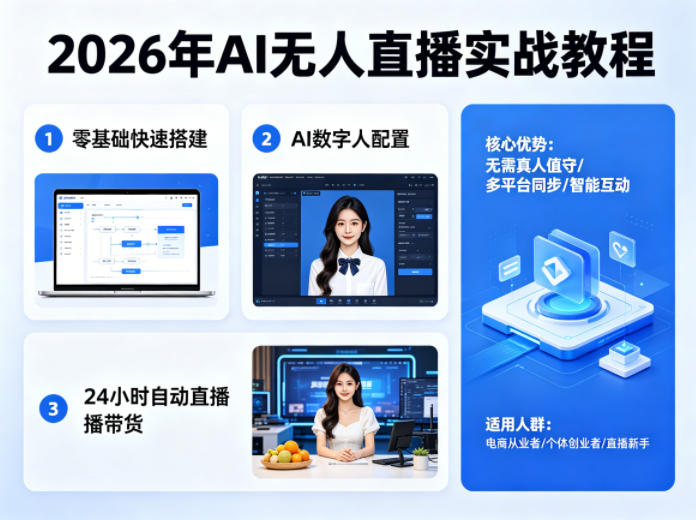 2026年AI无人直播实战教程，零基础也能快速搭建AI数字人无人直播间，实现24小时自动直播带货