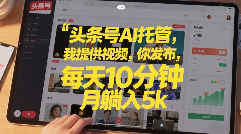 头条号AI托管，我提供视频，你发布，每天10分钟，月躺入5k+【揭秘】